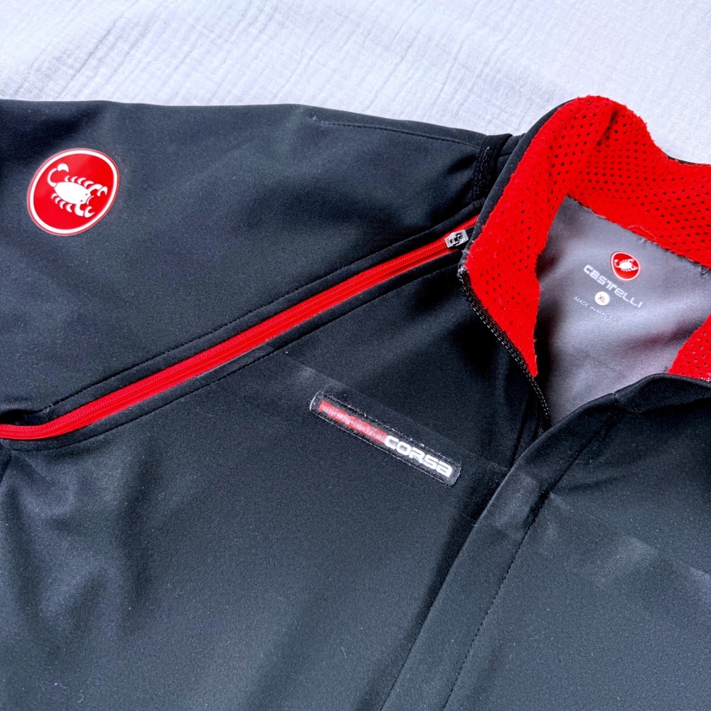 Castelli GoreWindstopper Cycling Jersey Men XL Rosso Corsa Zip‎ Off Sleeve